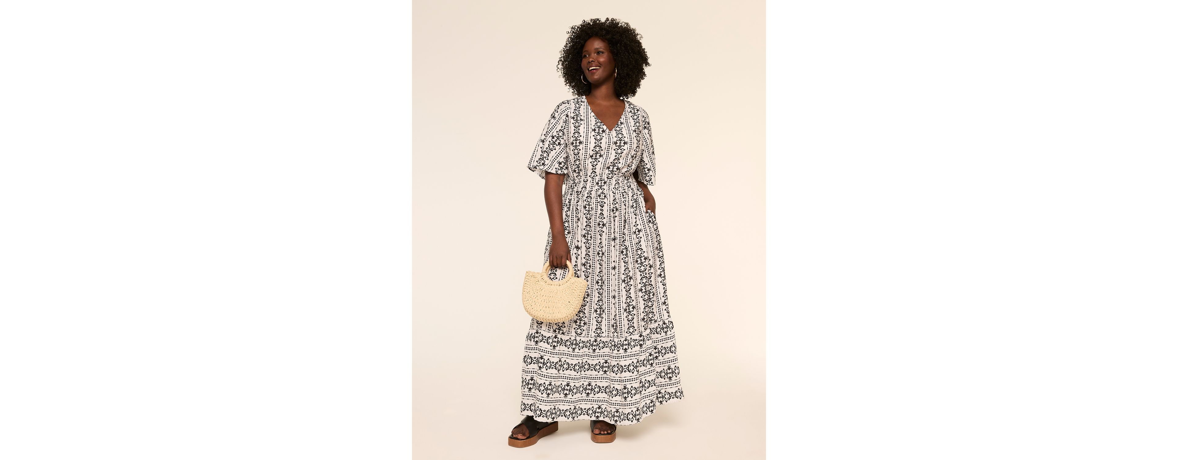 Short-Sleeve Smocked Waist Midi Dress
