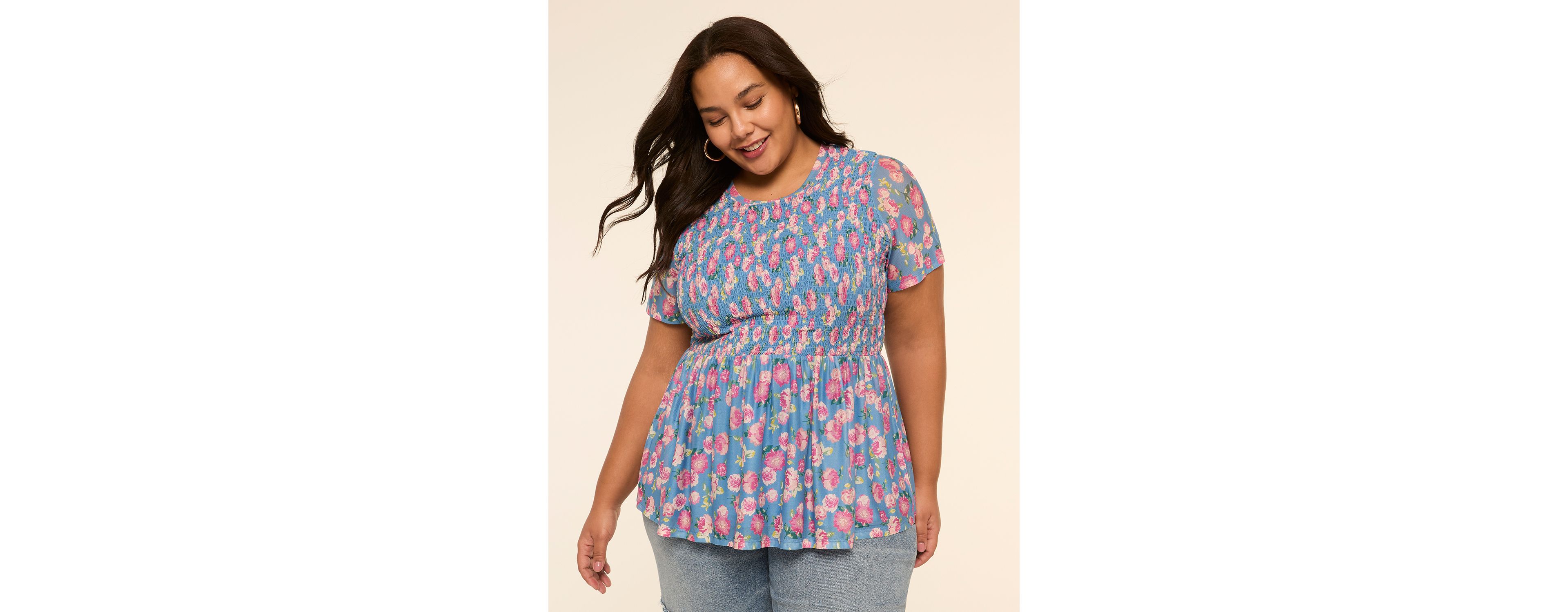 Short-Sleeve Peplum Top