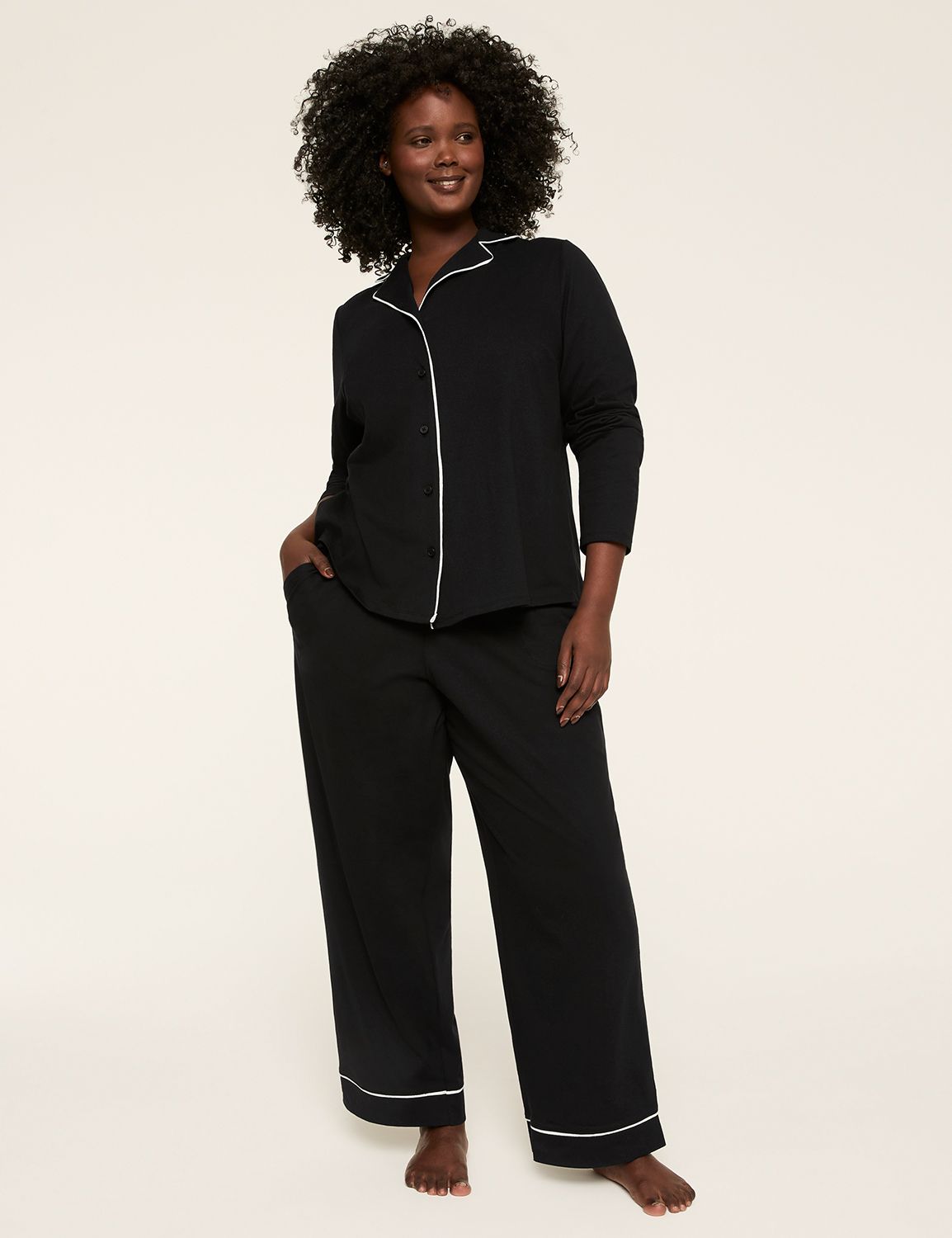 Comfy Cotton Notch-Neck Top & Pant PJ Set