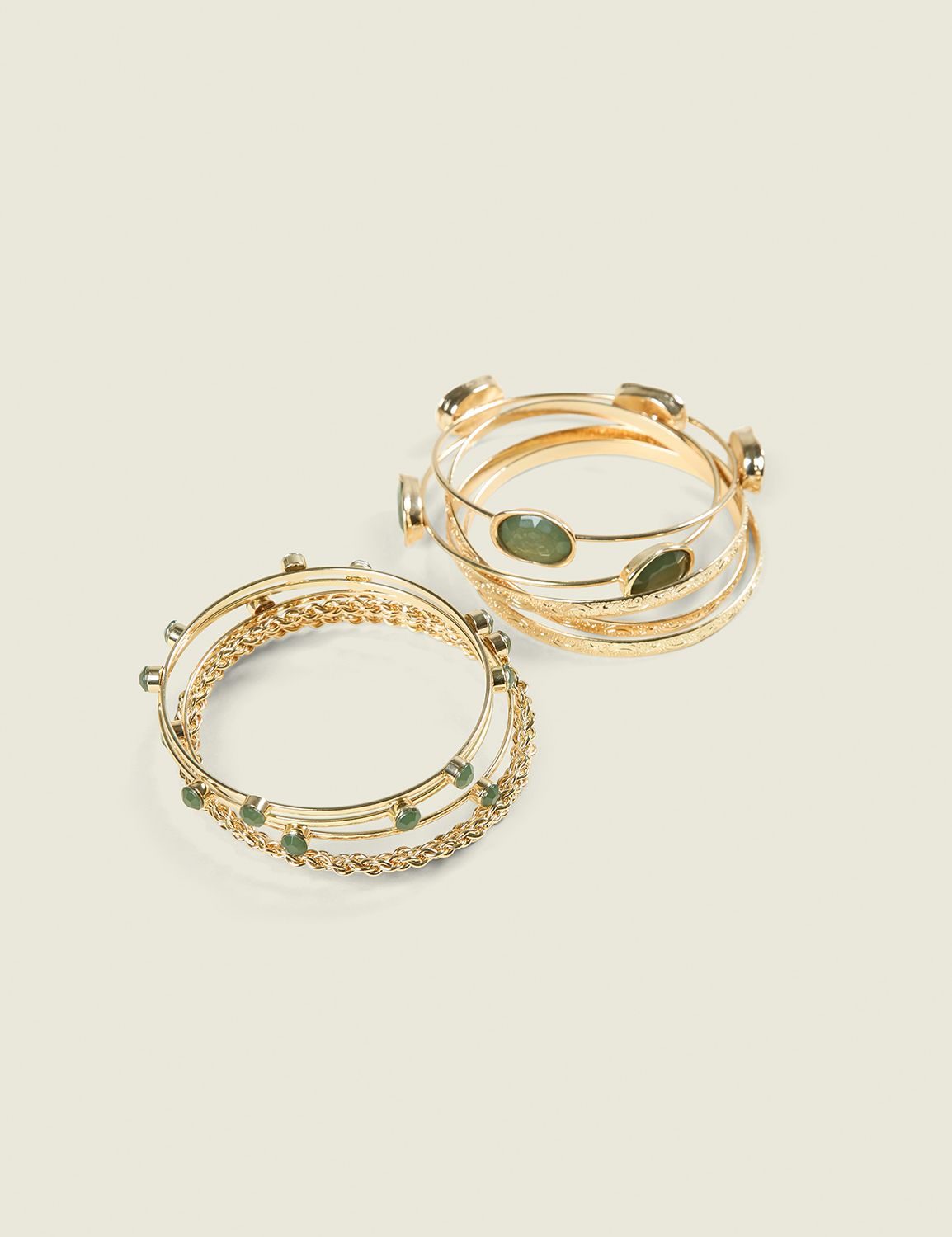 Abstract Neutral Gemstone Bangle Set