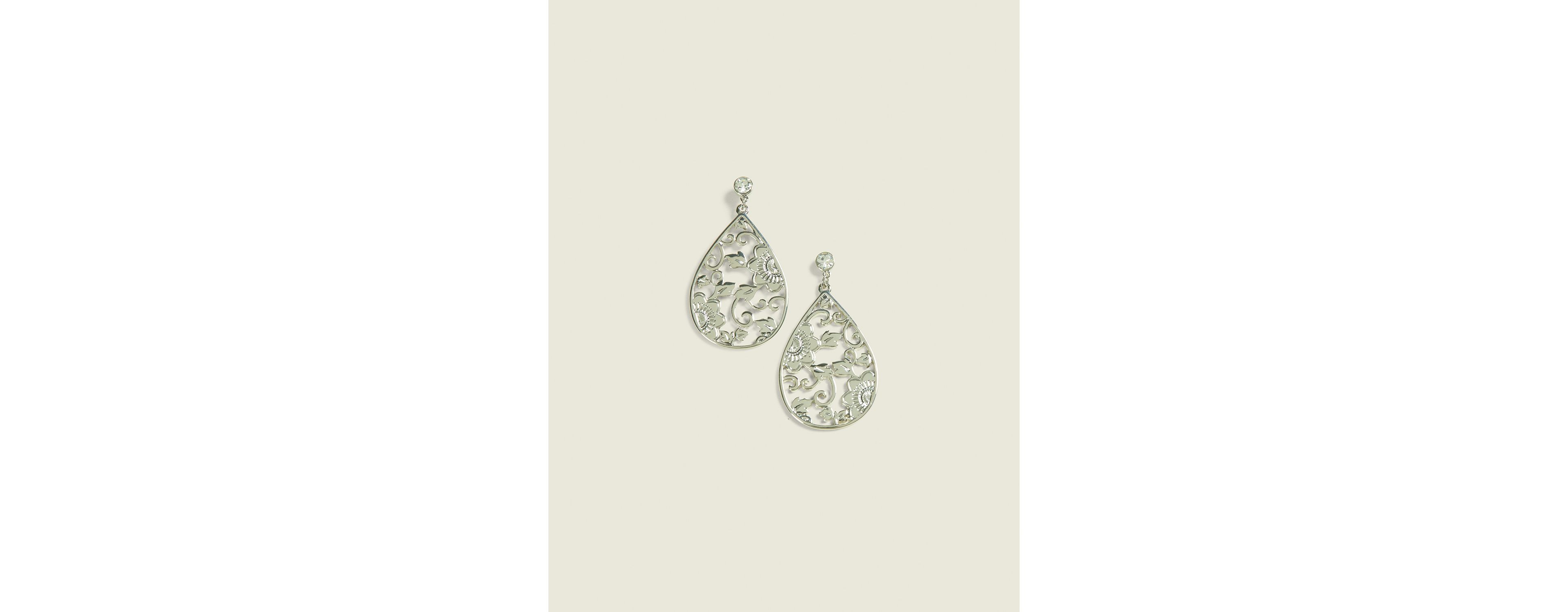 Floral Filigree Teardrop Earrings