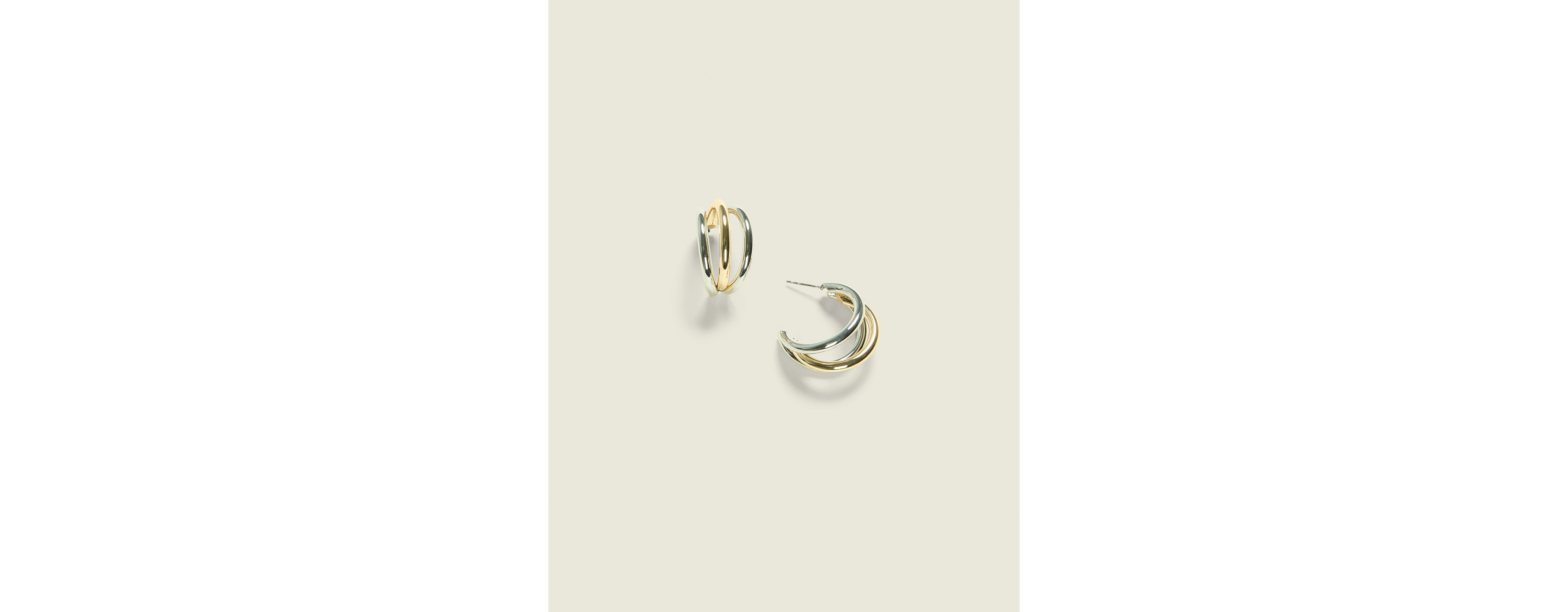 Mixed Metal Multi Hoop Earrings