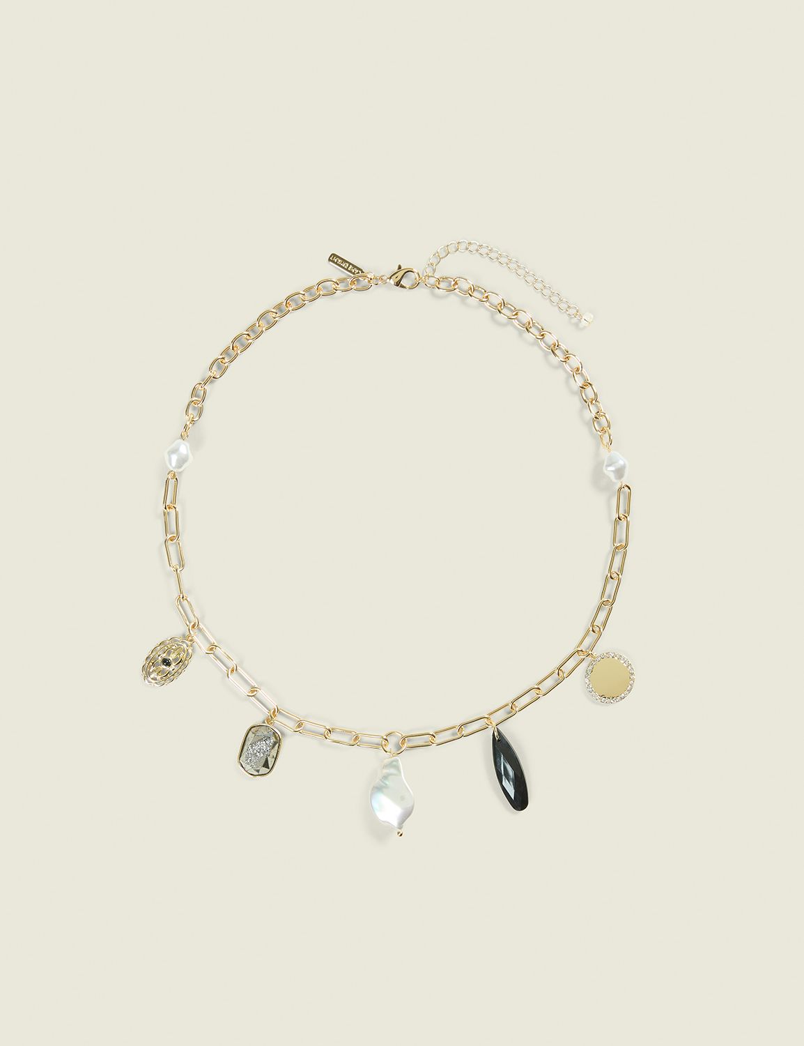 Black & Pearls Paperchain Charm Necklace