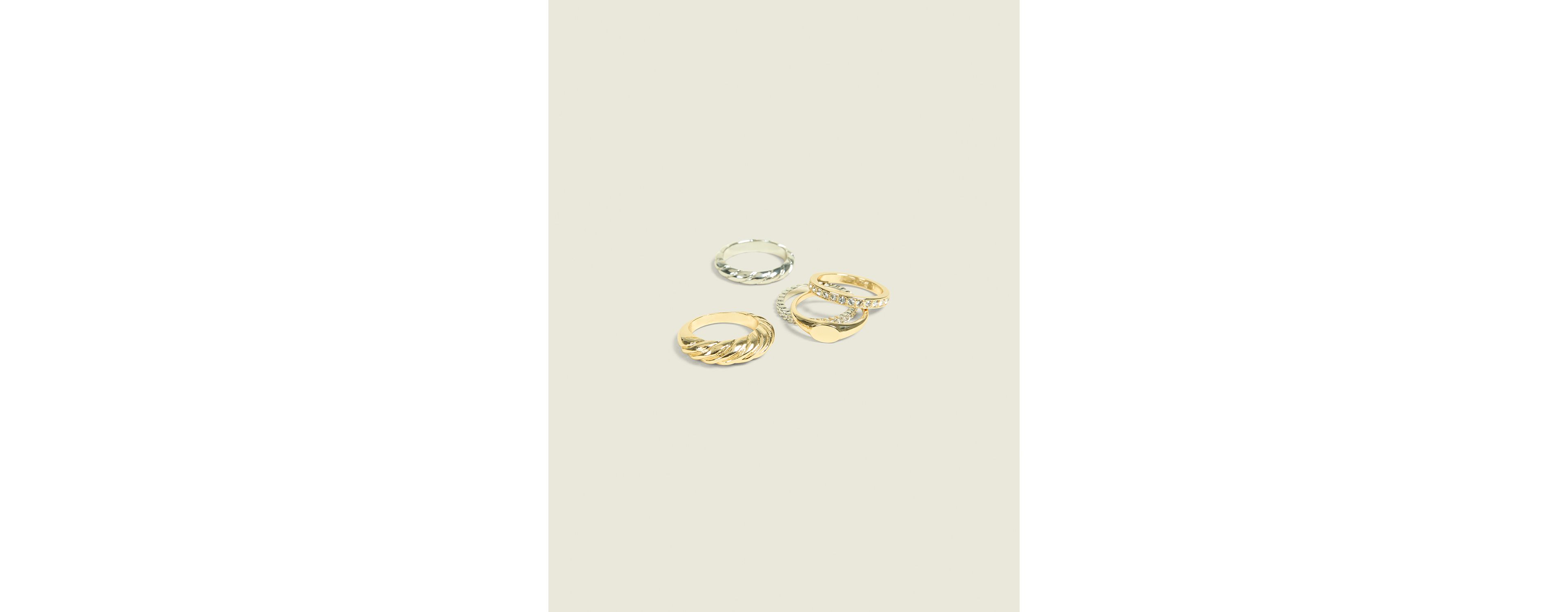 Textured Mixed Metal Ring Stack