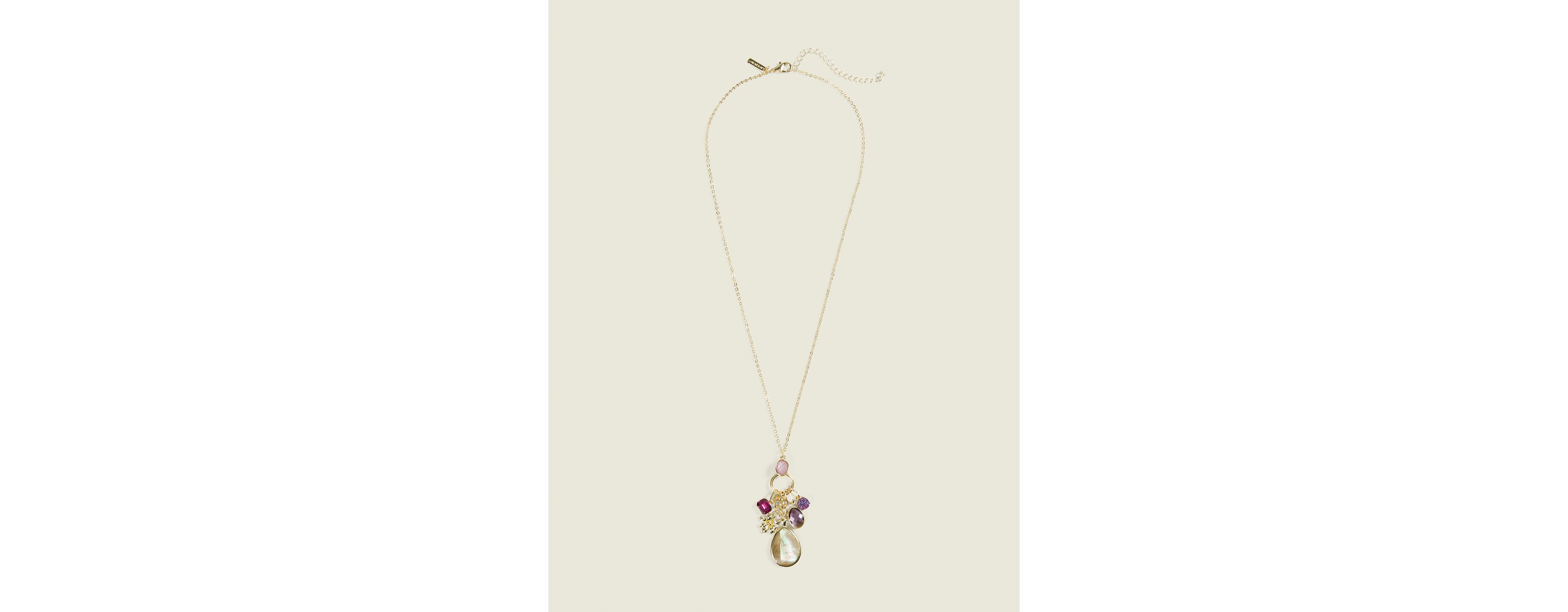 Purple Imitation Stone Charm Necklace