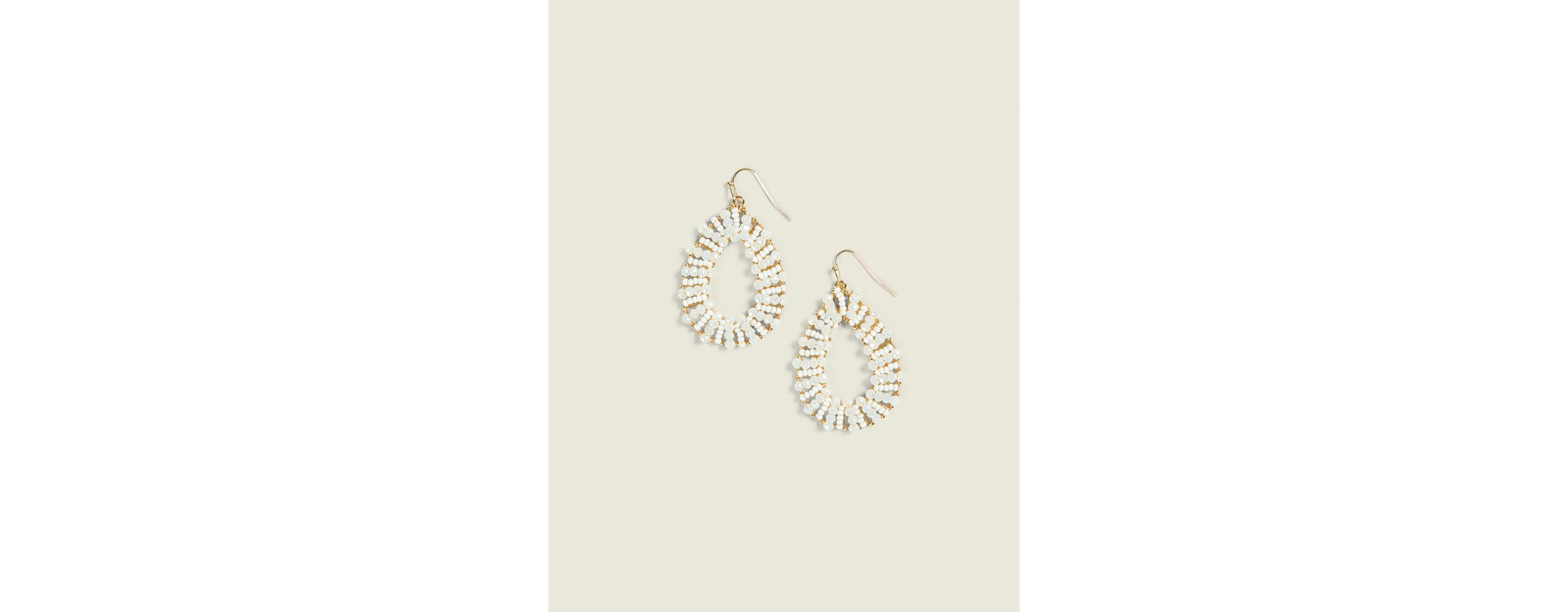 Neutral Beaded Teardrop Drop Earrings