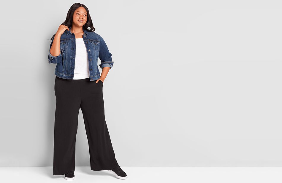 plus size wide leg dress pants