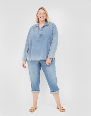 Terra & Sky Women's Plus Size Raw Edge Flare Jeans, 31” Inseam 