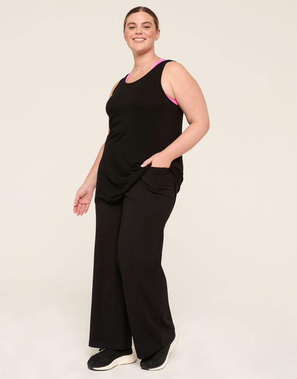 Photo of model in LIVI straight leg bottoms