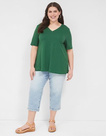 model photo featuring new lane bryant crops