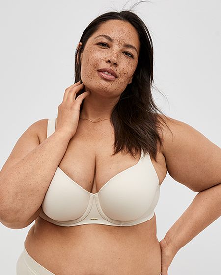 Woman in Lane Bryant Cacique balconette bra