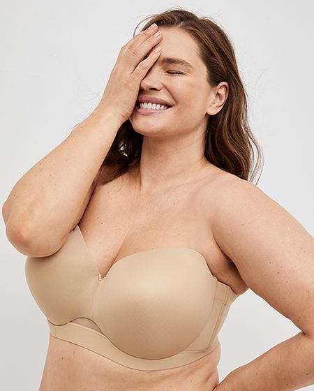 Woman in Lane Bryant Cacique strapless bra