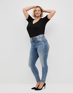 Photo of model in Lane Bryant high rise jeans