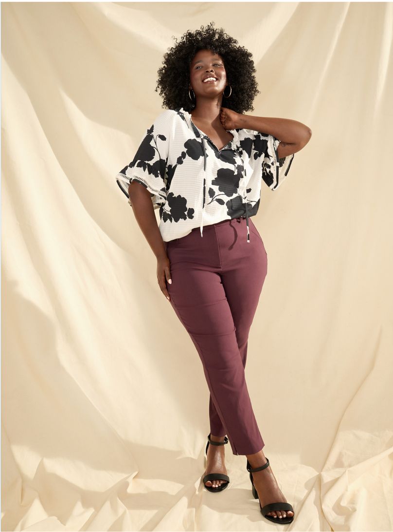 【送料無料】 LANE BRYANT ドット柄プルオーバー ブラウン×ホワイト 2001-3191-1 【大きいサイズ】[18・22・26] 送料無料】 LANE BRYANT ドット柄プルオーバー ブラウン
