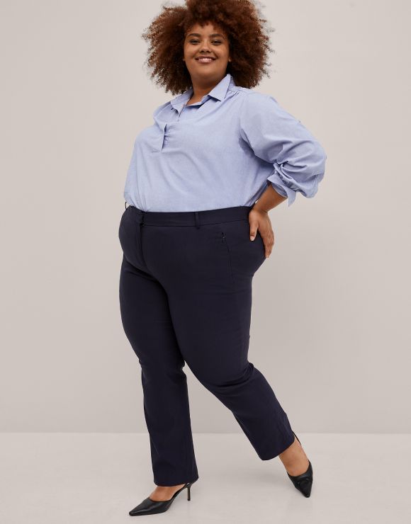 Plus size navy blue pants best sale