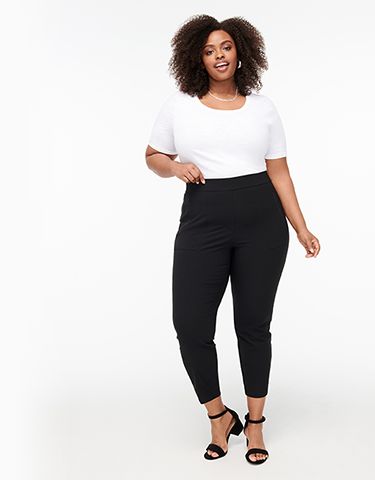 black pants outfit plus size