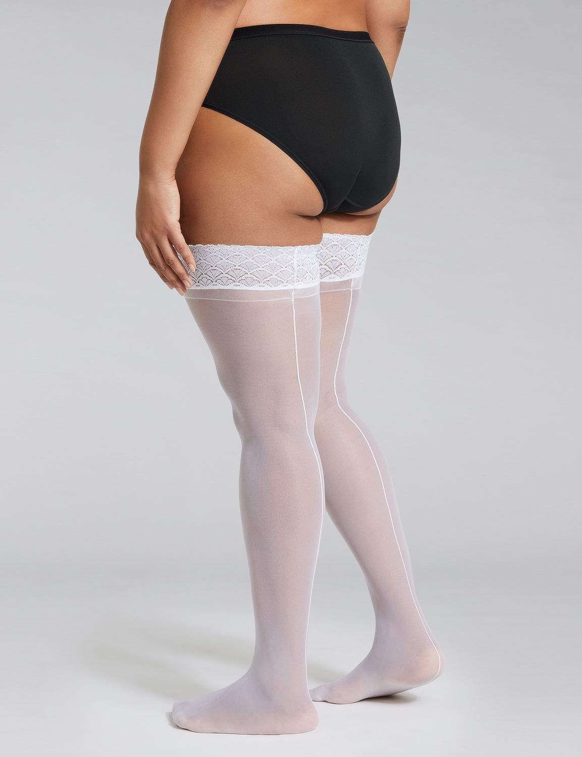 Lace Top Back Seam Thigh Highs