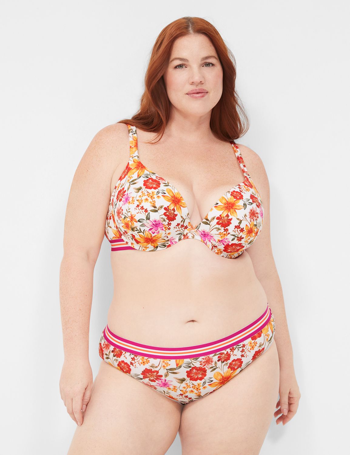 Cotton Boost Plunge Striped Elastic | LaneBryant