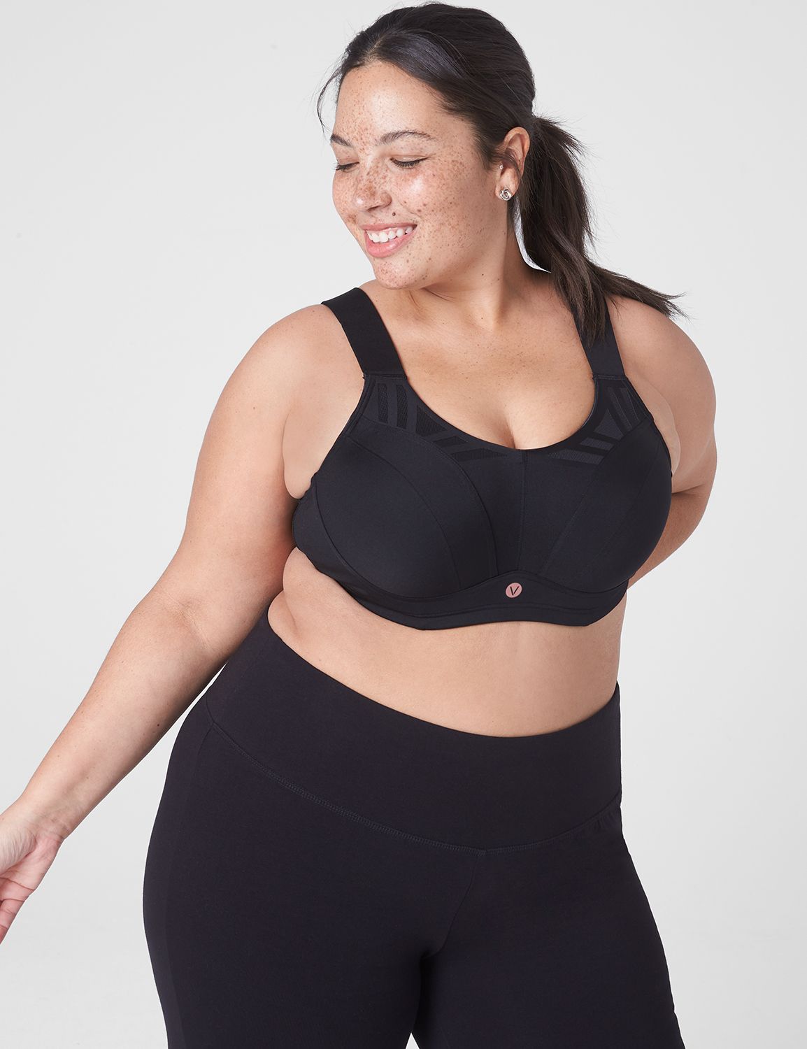 Lane Bryant Livi Active High-Impact Wicking Max Support Sports Bra 44DDD Black