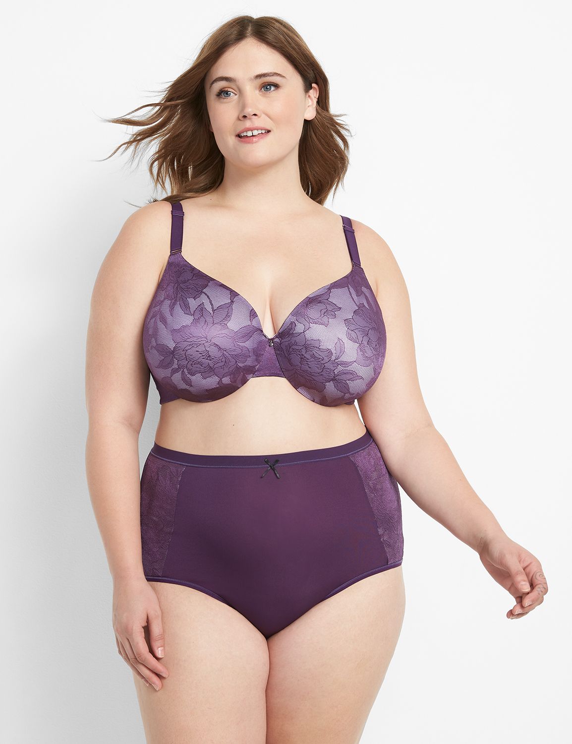 Backsmoothing Lightly Lined Full Coverage UW with Satin Lace - 1112964 F -  1115331 S:PANTONE Purple Pennant:46DD