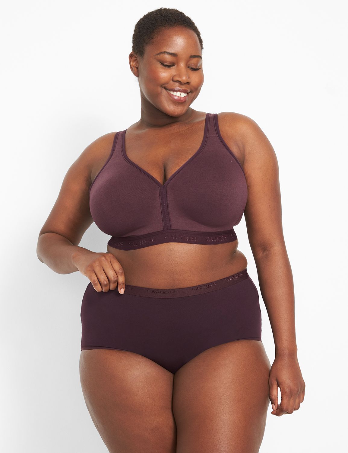 Lane Bryant Level 2 Shaping High-Waist Full Brief Panty / Chocolate Plum