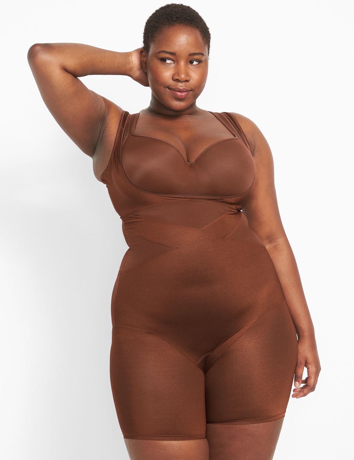 Cacique Lane Bryant The Slimmer Level 2 High-Waist Short Shaper Brown Plus  14/16 