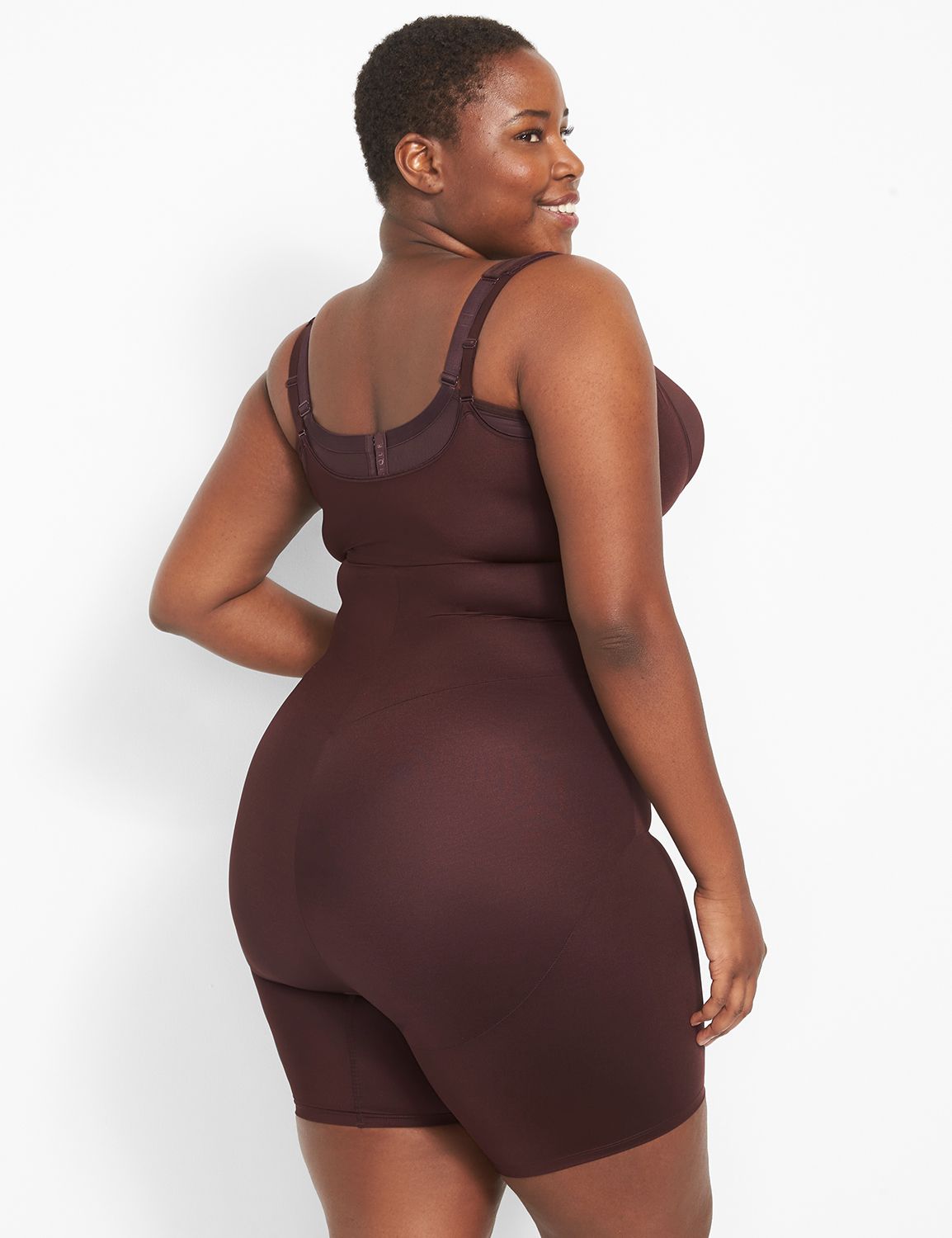 Shape by Cacique Open-Bust Thigh Shaper 1085253-Y:PANTONE Chocolate  Plum:14/16