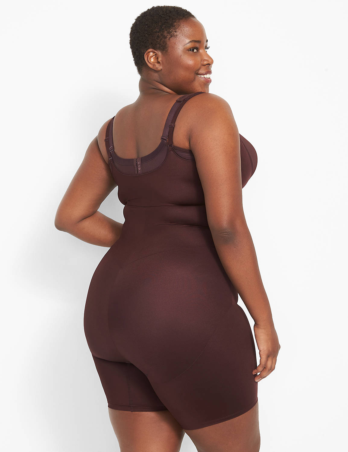 Shape by Cacique Open-Bust Thigh Shaper 1085253-Y:PANTONE Chocolate  Plum:14/16