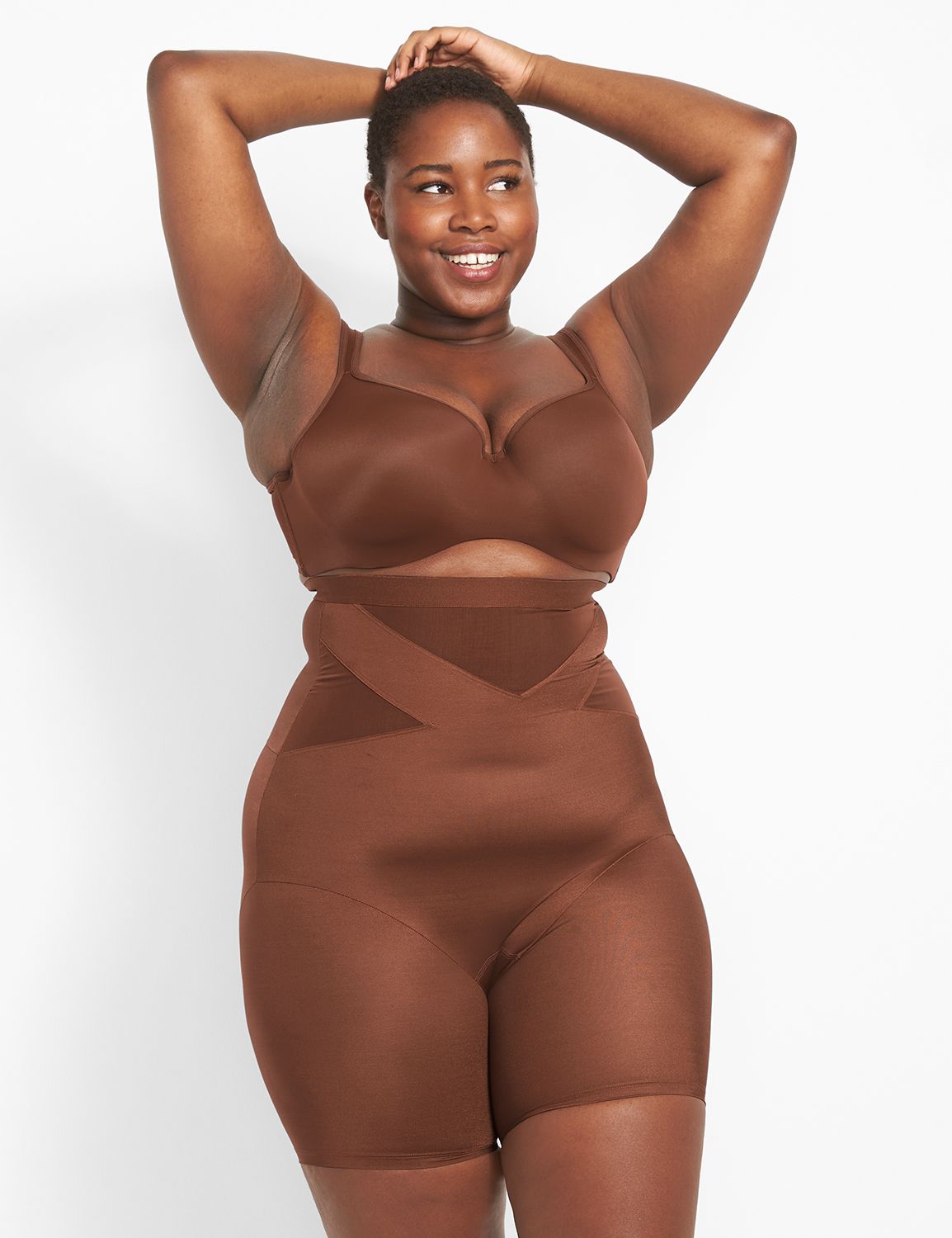 Cacique Lane Bryant The Slimmer Level 2 High-Waist Short Shaper Brown Plus  14/16