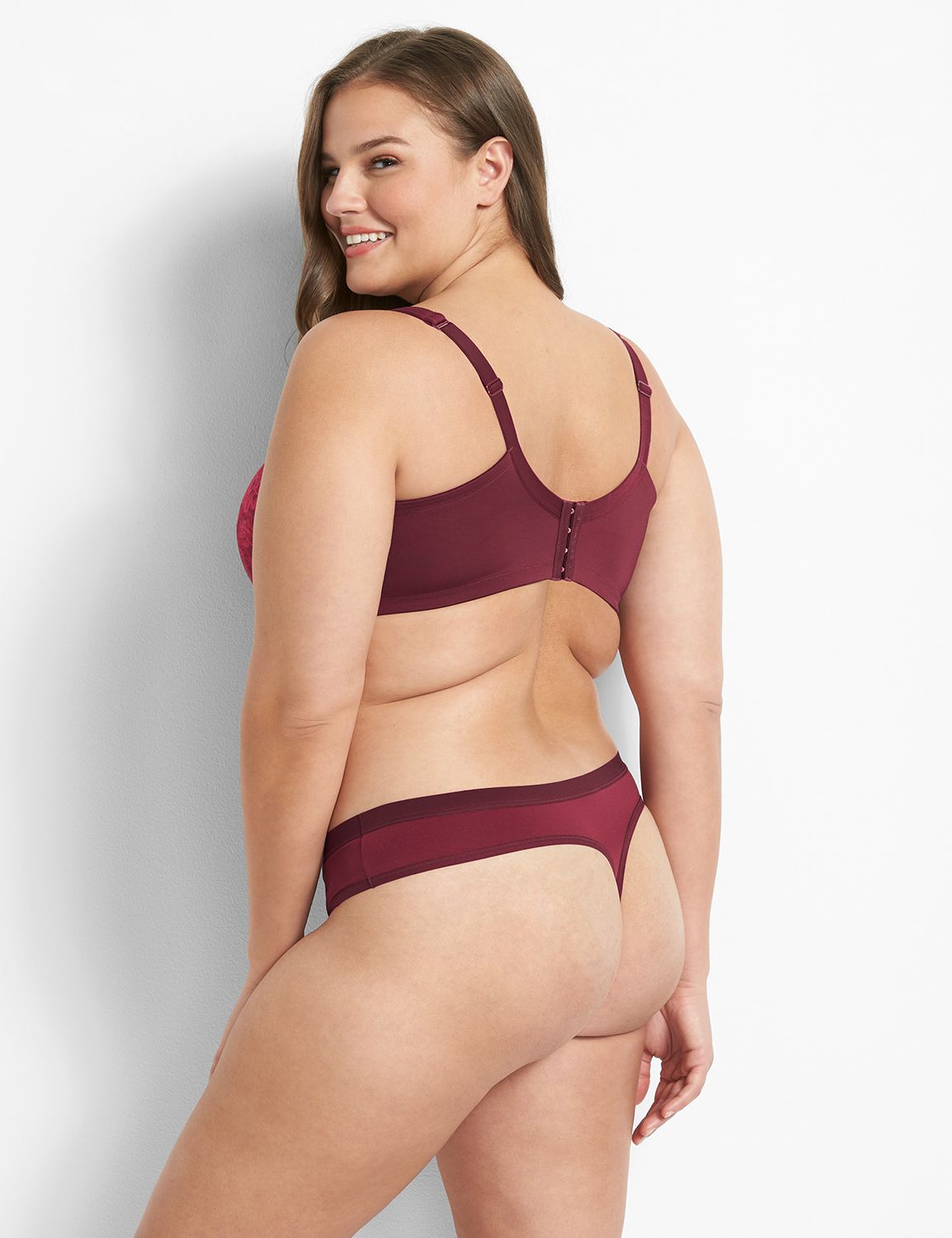Smooth PU Plunge  Placement Print - 1122786 F:Border Lace_REV_Zinfandel_CH21101:40DD Product Image 2