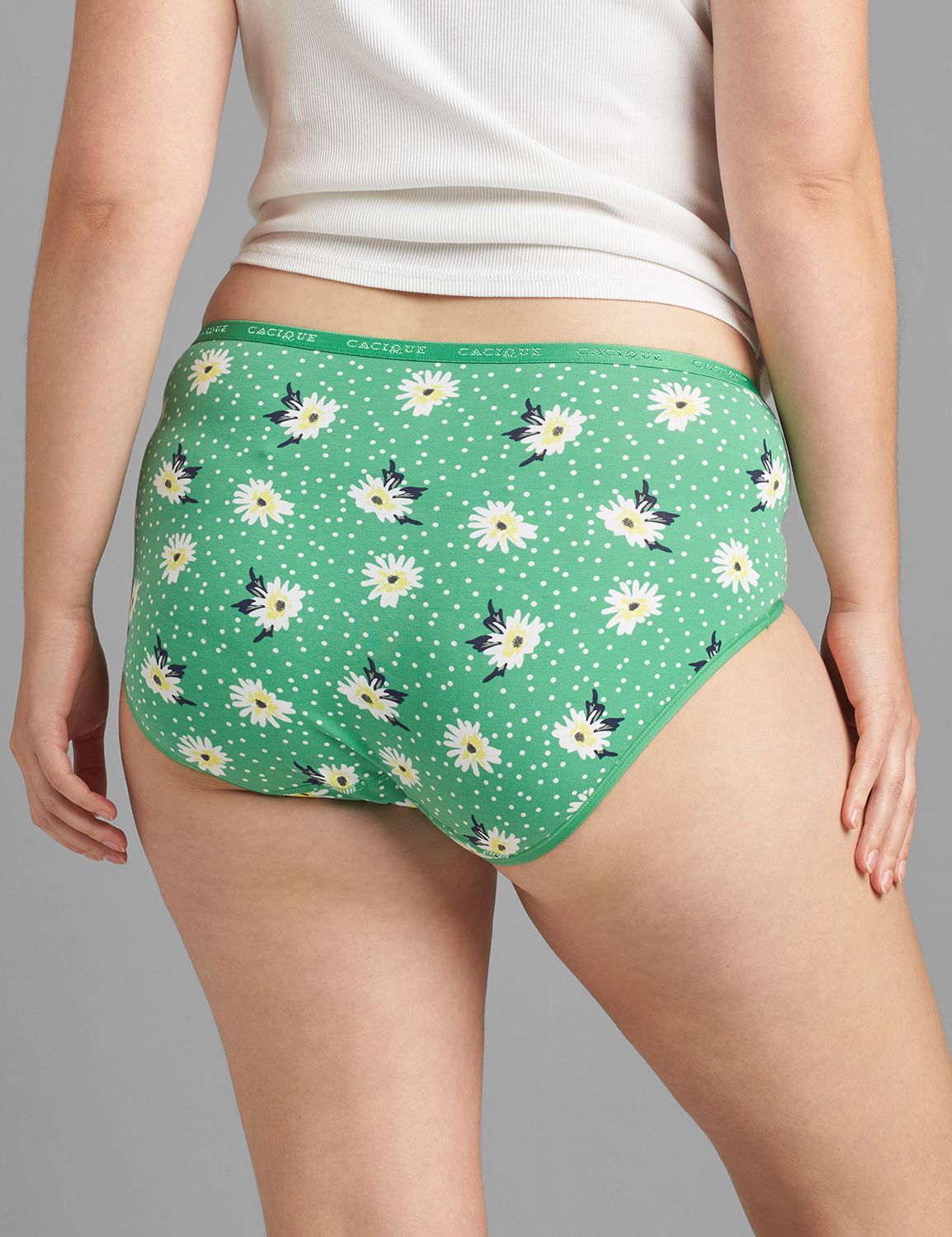 Cotton High-Leg Brief Panty:Daisy_Greenbriar_CSP20207:12 Product Image 2