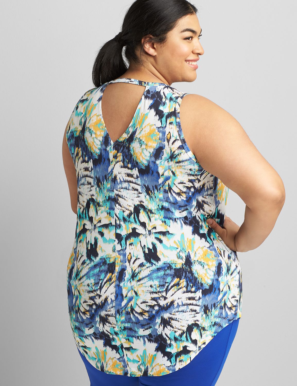 Sleeveless Crew Neck Swing V Back Tank S 1118310:LBSU21021_WindblownFlower_colorway14:34/36 Product Image 2