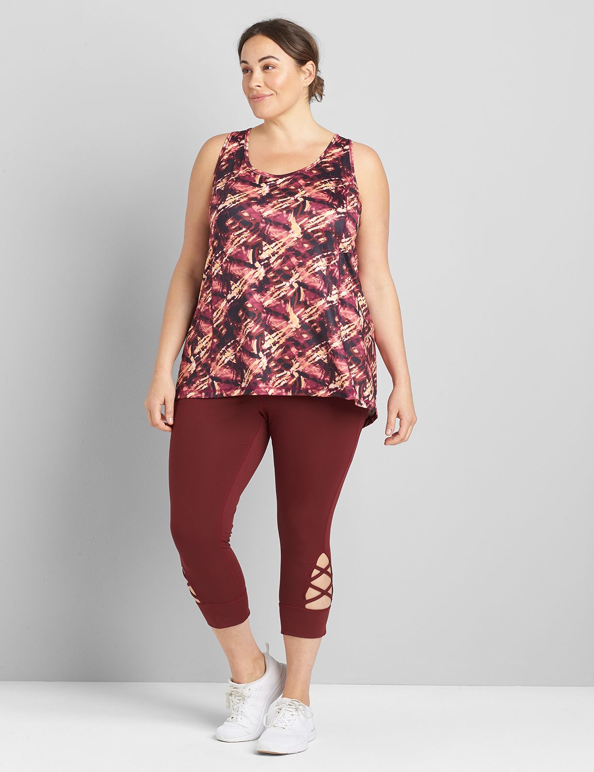 LIVI Wicking Draped Cross-Back Tank | LaneBryant