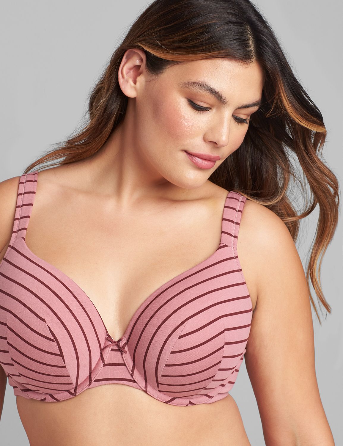 Cotton LL FC-Printed-UPDATED WING 1095637-T 1102116-F:Emerging  Stripe_MesaRose_CSP18998:48DD | LaneBryant