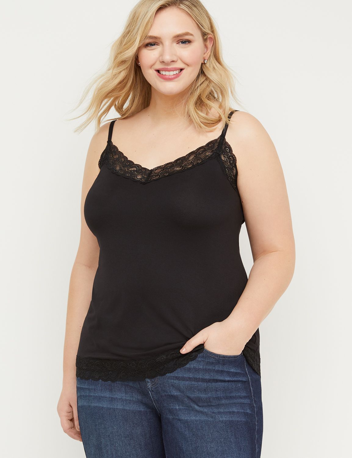 plus size lace trim cami