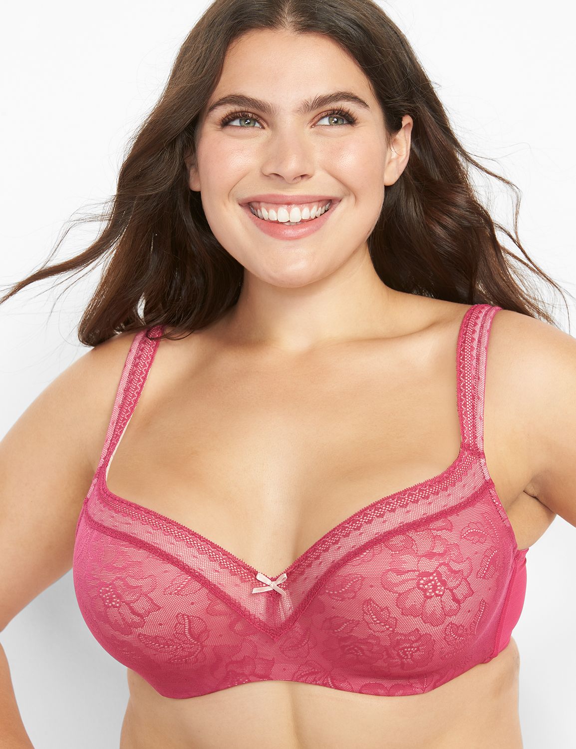 Cacique Modern Lace Lightly Lined Balconette Bra, 40G