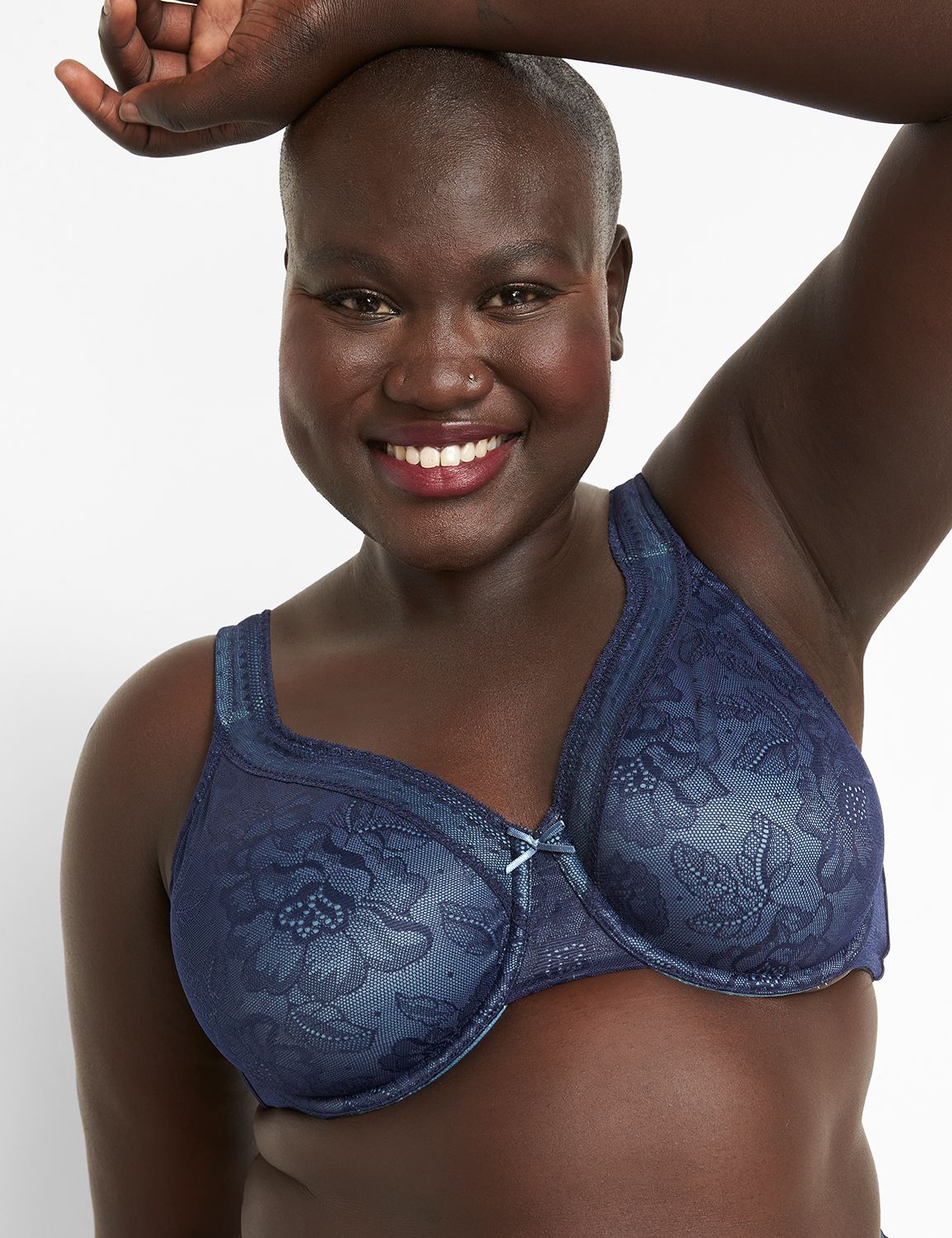 Cacique, Intimates & Sleepwear, Cacique Navy Blue Modern Lace Unlined  Full Coverage Bra