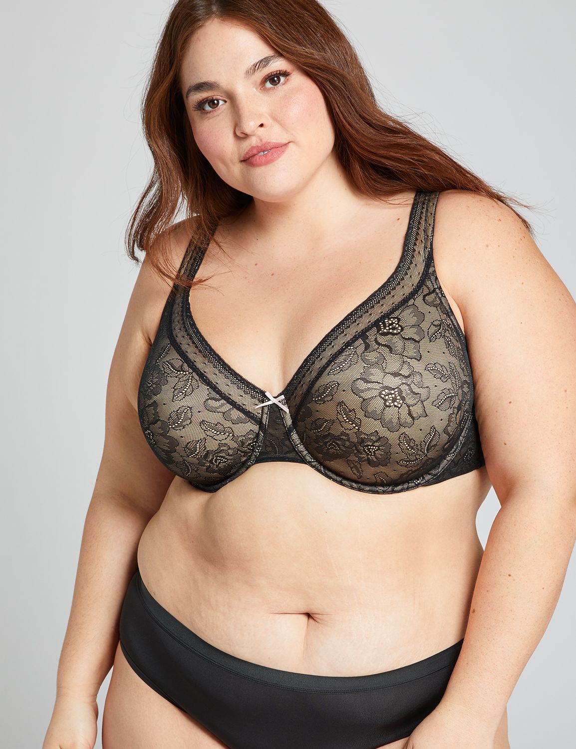 Lane Bryant Modern Lace Unlined Full Coverage Bra 42D Black