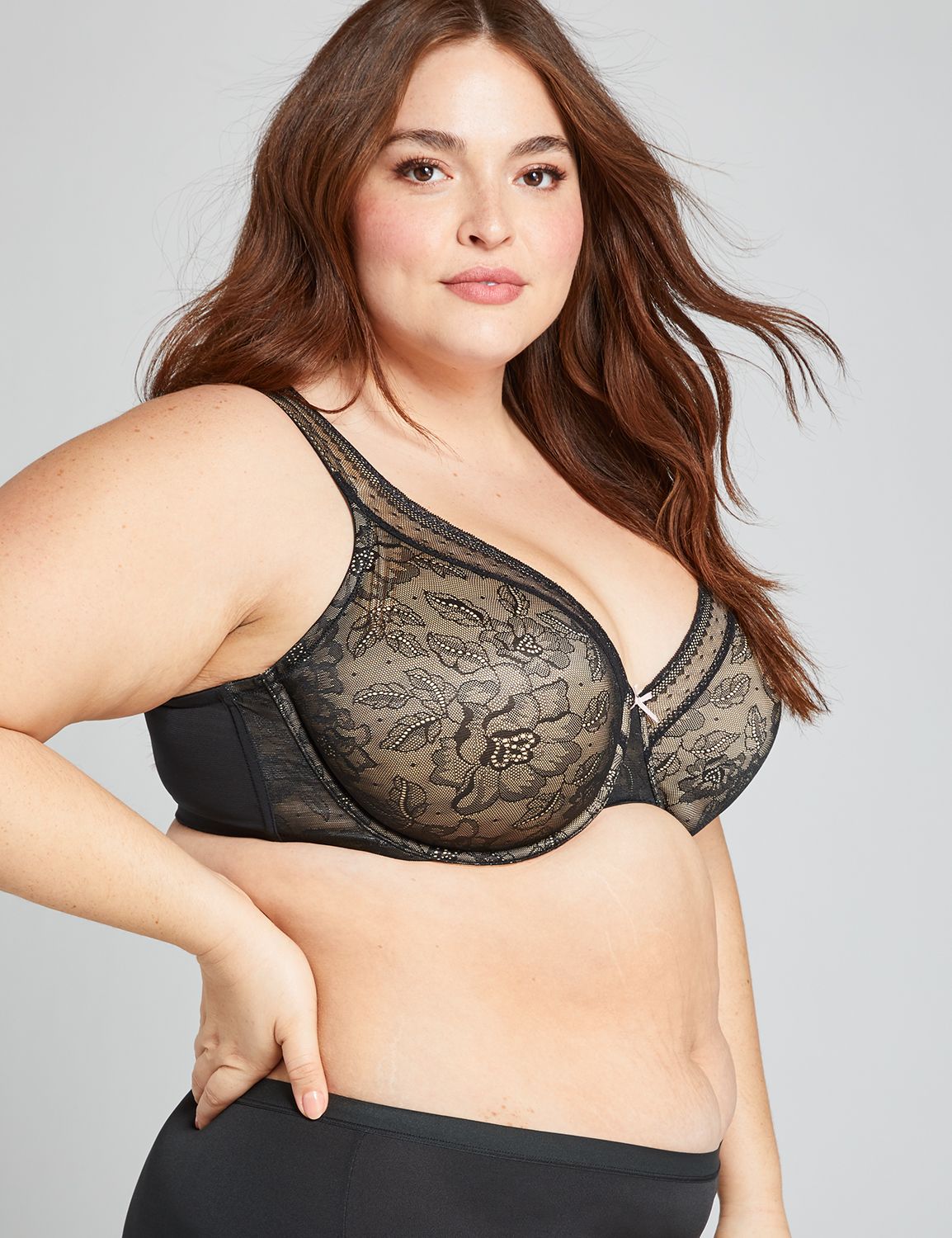 Unlined Full Coverage Bra with Lace