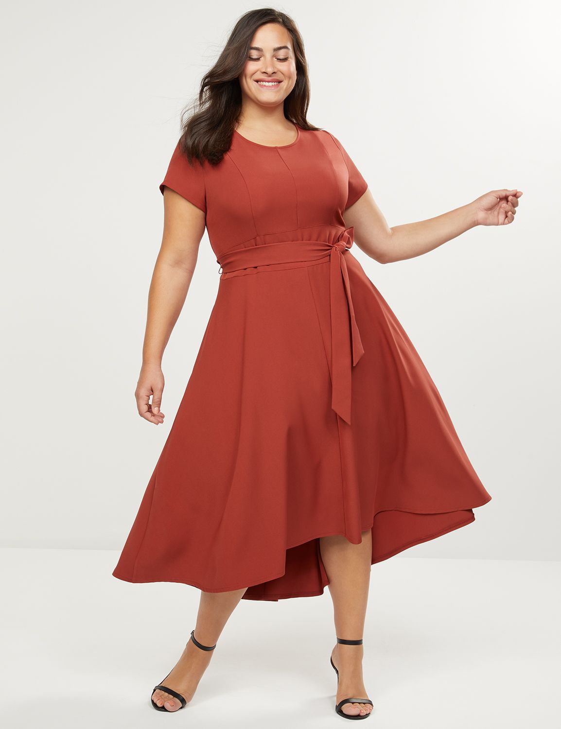 1089458 SS HIGH LOW BELTED MAXI:PANTONE Rosewood:16 Product Image 1