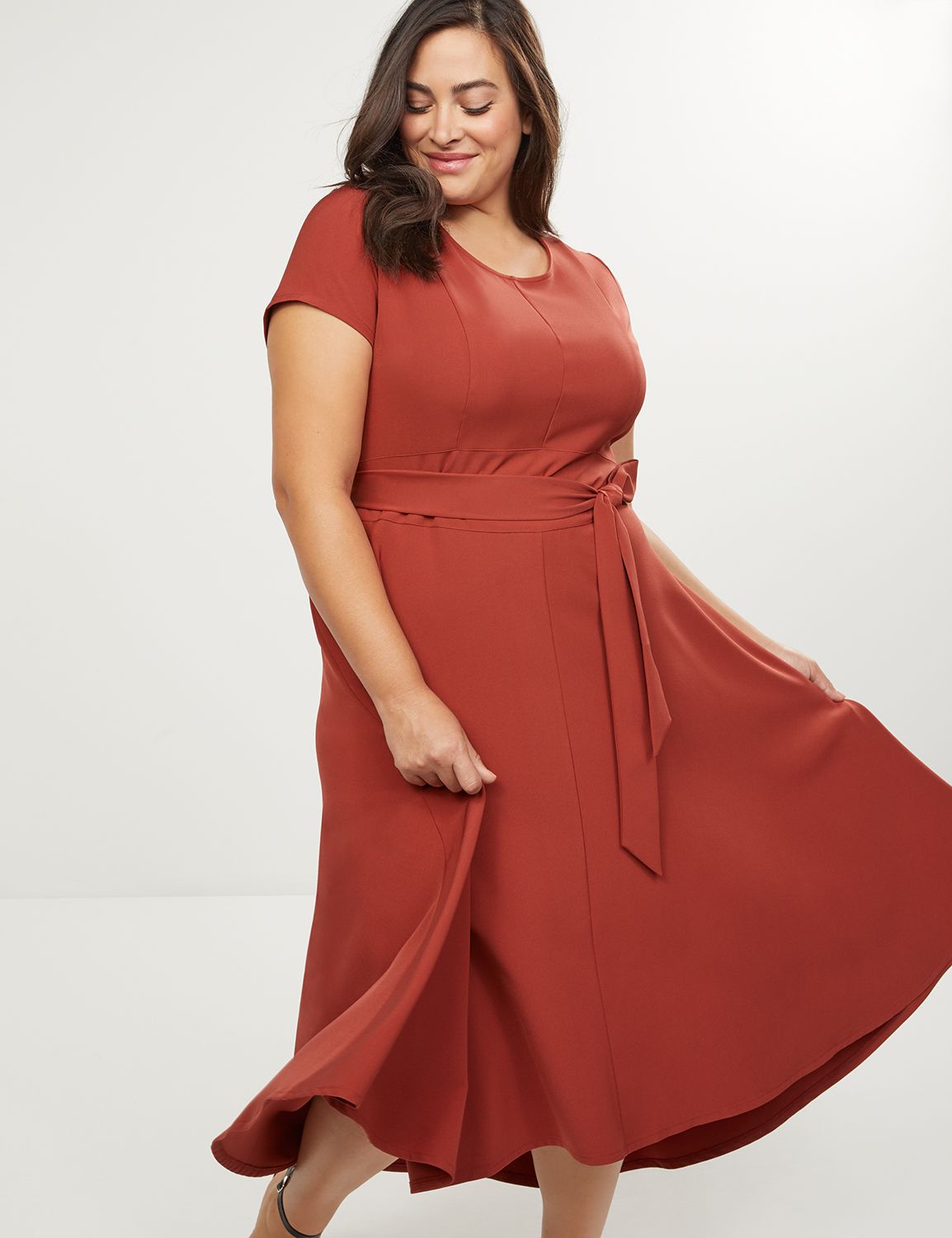 1089458 SS HIGH LOW BELTED MAXI:PANTONE Rosewood:16 Product Image 3