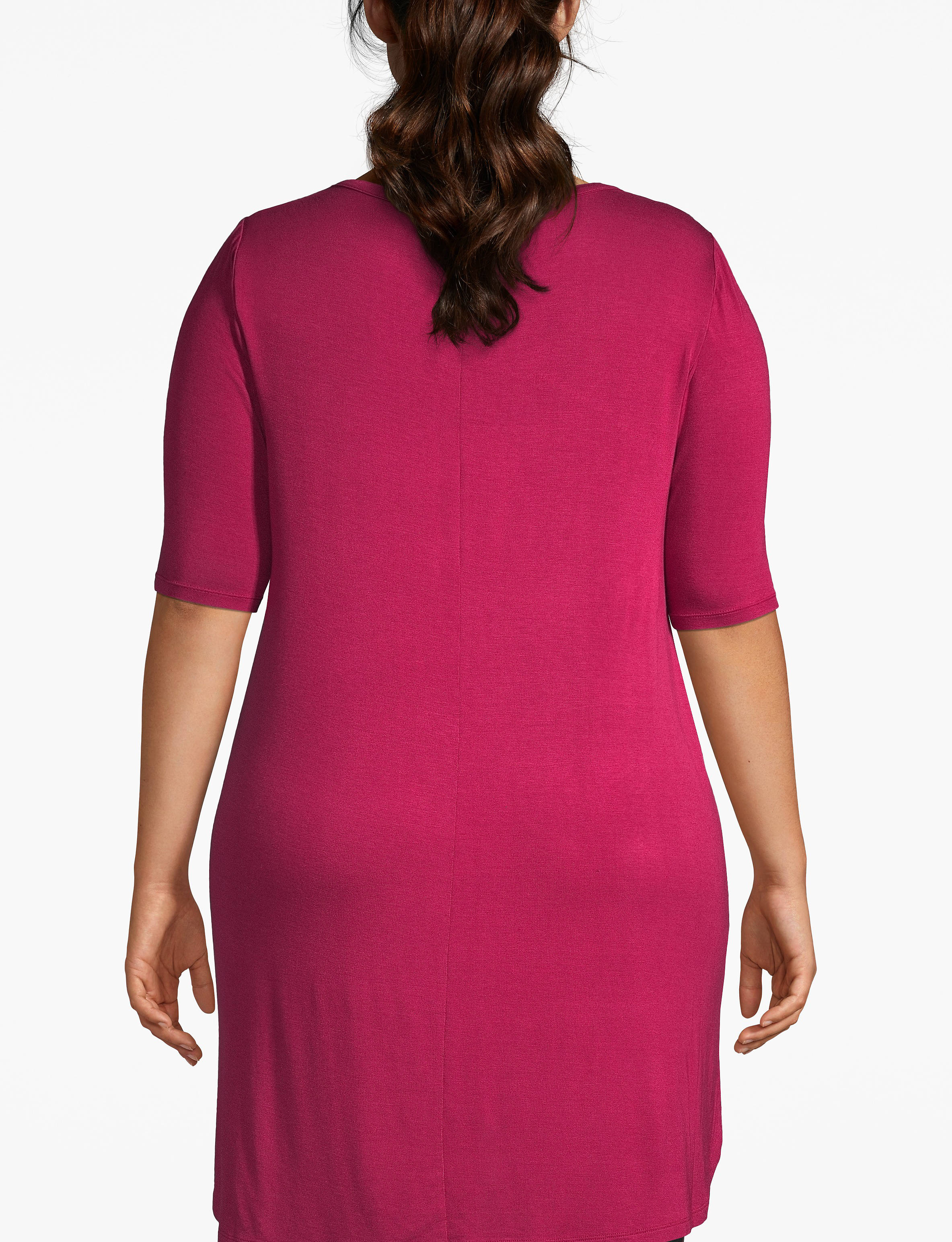 Livi Outlet Elbow Sleeve Scoop Neck Tunic F 1113993:PANTONE Beet Red:14/16 Product Image 2