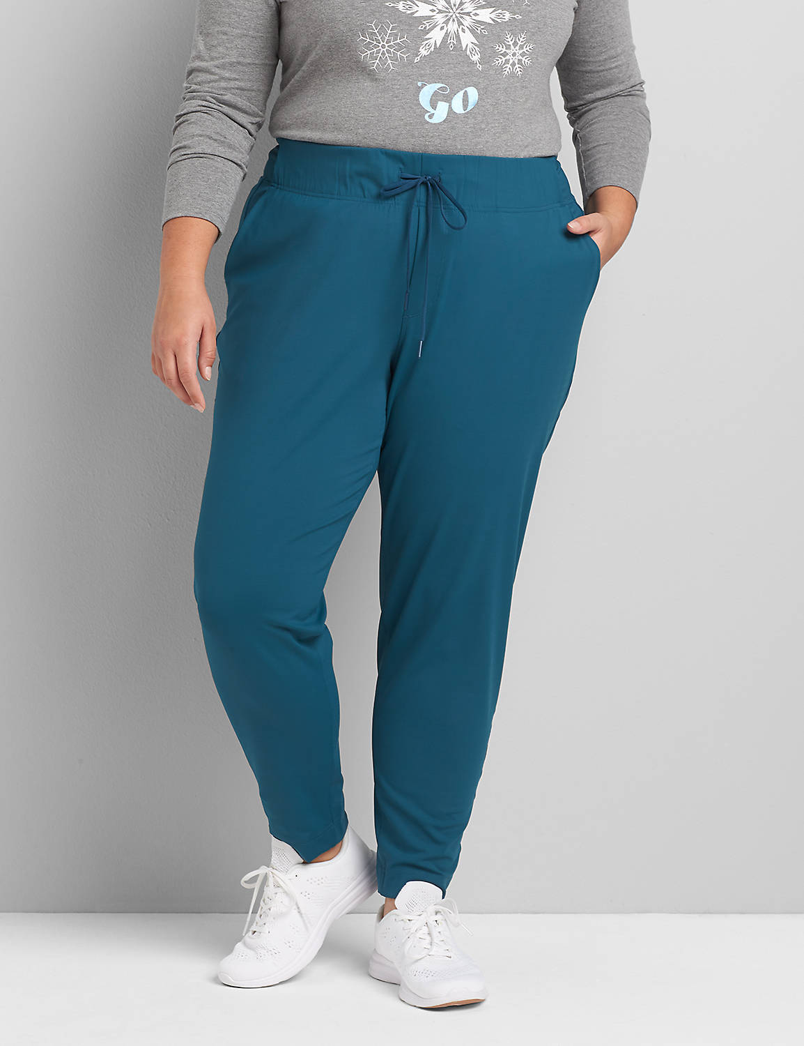 Knit Trouser F 1118054:PANTONE Deep Teal:22/24 Product Image 1