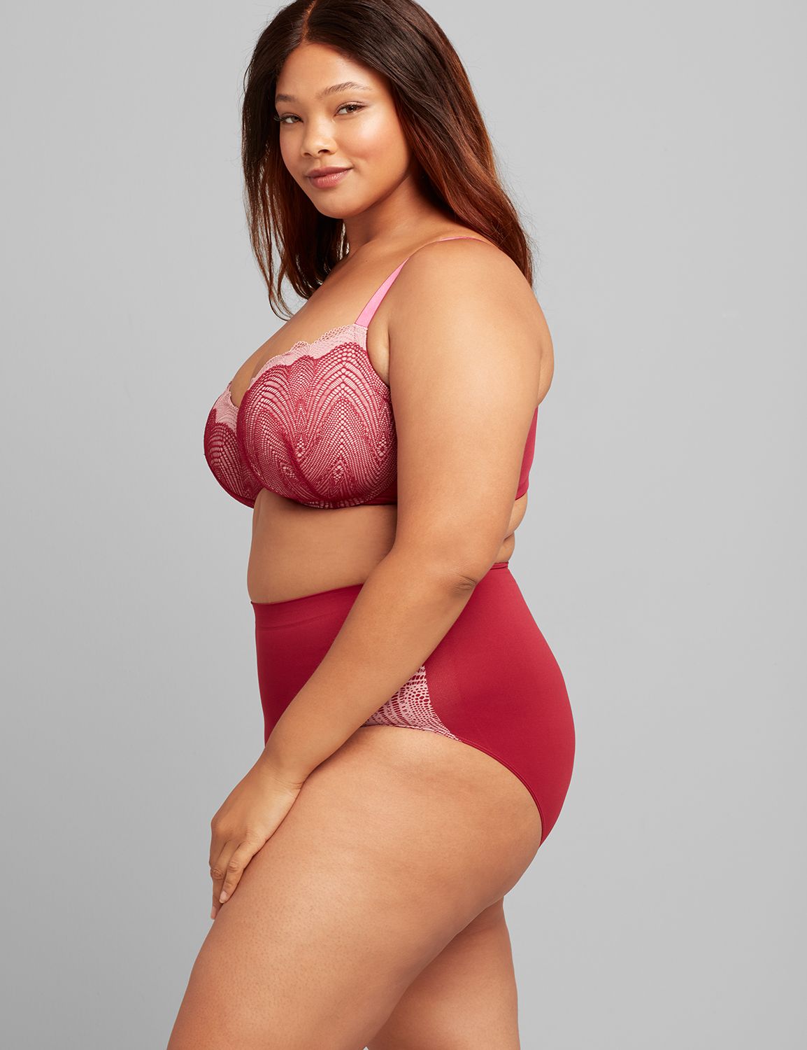 Smooth Balconette Double Layer Enchanted Lace - SOLID 1112776:PANTONE Beet  Red:40DDD