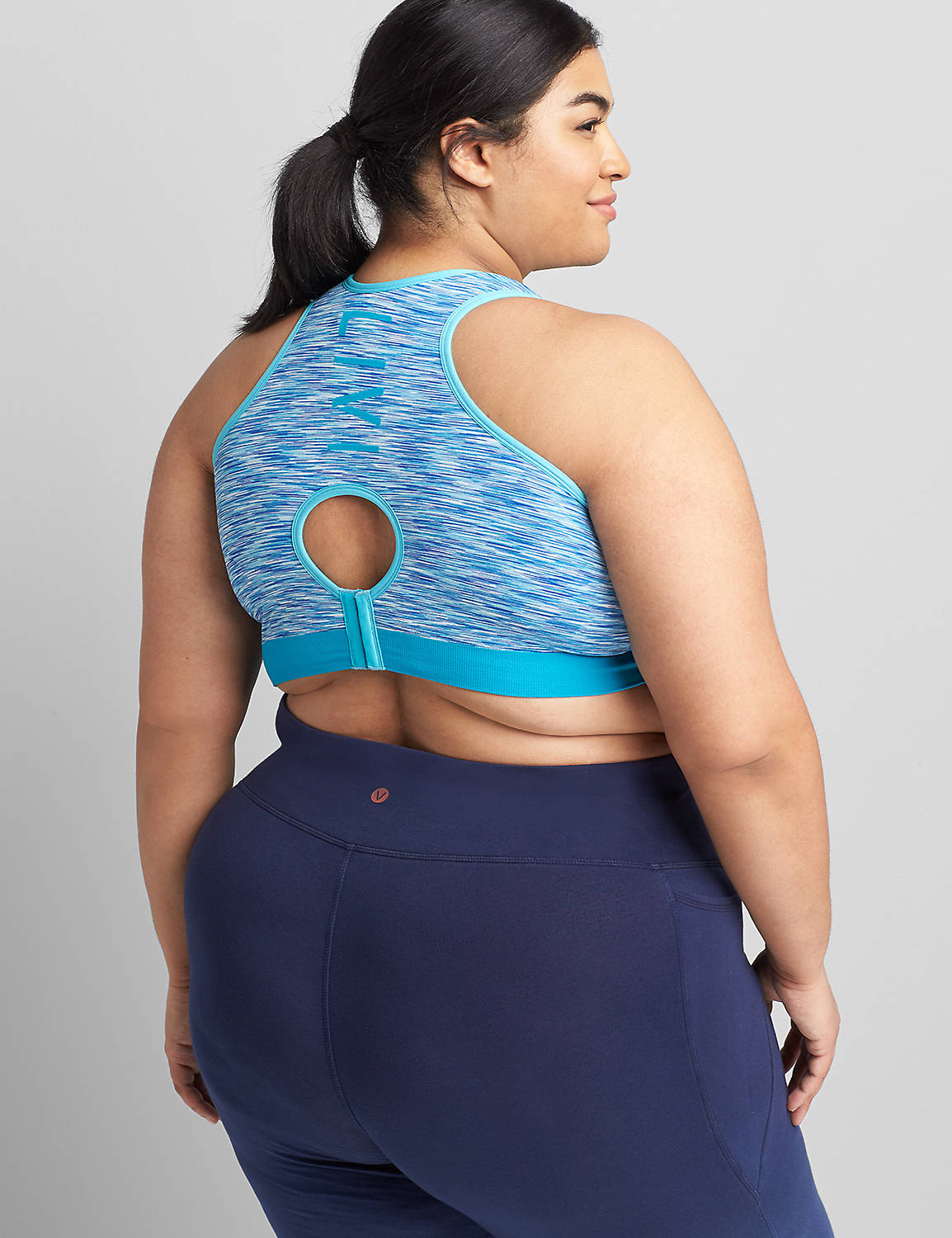 1119725-S Zoned Seamless Space Dye Contrast Sport Bra:Blue space dye - seamless:10/12 Product Image 2
