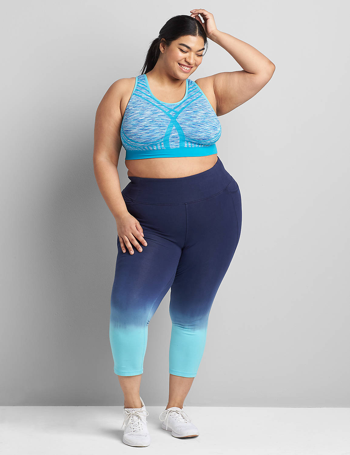 1119725-S Zoned Seamless Space Dye Contrast Sport Bra:Blue space dye - seamless:10/12 Product Image 3