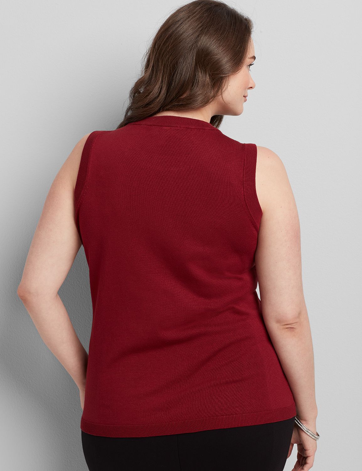 1114195 Sleeveless Crewneck Shell Sweater:PANTONE Pomegranate:10/12 Product Image 2