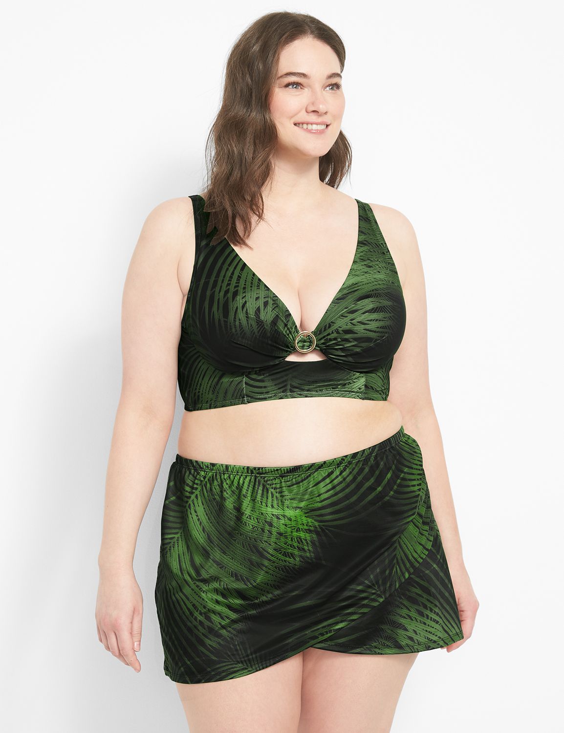 Cacique, Swim, Swim By Cacique Lane Bryant 22 Green Dot Bikini Top With  Macrame Detail