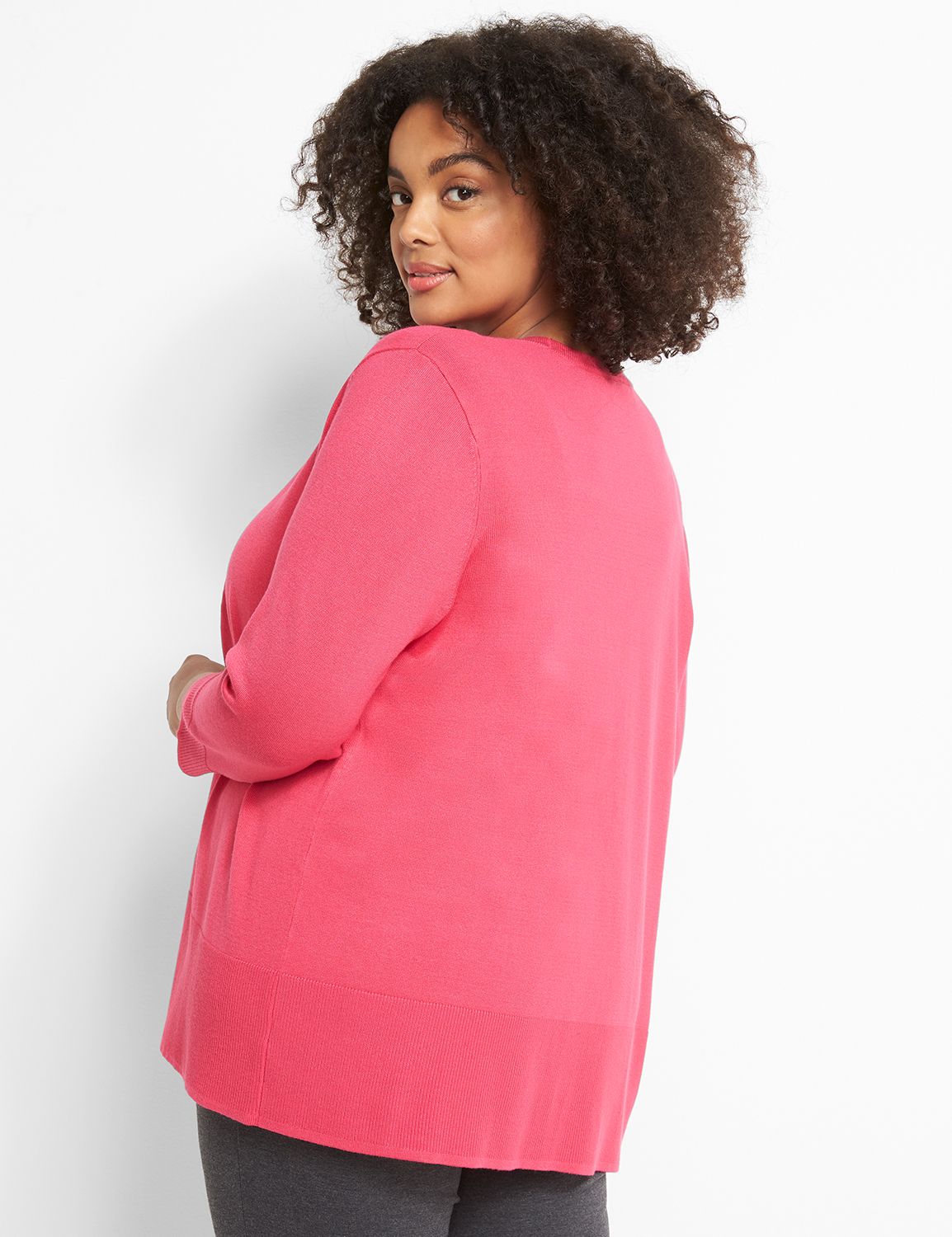 Classic 3/4-Sleeve Open-Front Cardigan