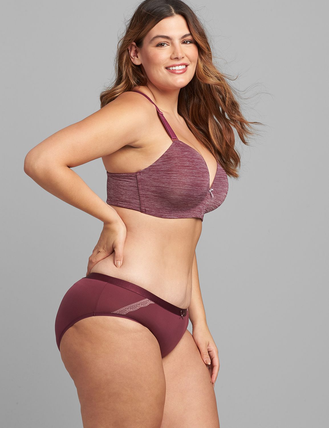 Simply Wire Free No Wire Tshirt Dusk Floral Back - MARL 1113780:PANTONE Grape Wine:34DD Product Image 3